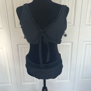 Black lace swim suit, with lace ties